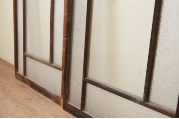 アンティーク建具　大正ロマン　古い木味が魅力的なガラス窓4枚セット(引き戸、ガラス戸)(R-071251)