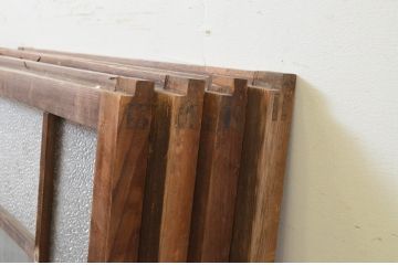 アンティーク建具　大正ロマン　古い木味が魅力的なガラス窓4枚セット(引き戸、ガラス戸)(R-071251)