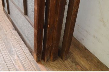 アンティーク建具　大正ロマン　古い木味が魅力的なガラス窓4枚セット(引き戸、ガラス戸)(R-071251)
