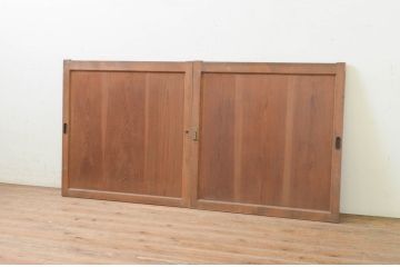 アンティーク建具　杉材　経年を感じさせる木味が魅力の板戸窓2枚セット(引き戸)(R-071255)