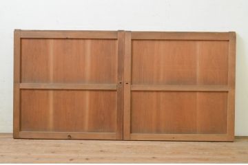 アンティーク建具　杉材　経年を感じさせる木味が魅力の板戸窓2枚セット(引き戸)(R-071255)