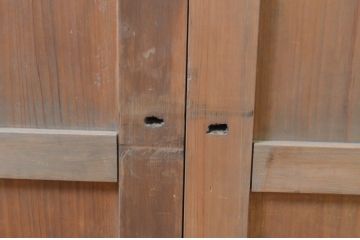 アンティーク建具　杉材　経年を感じさせる木味が魅力の板戸窓2枚セット(引き戸)(R-071255)