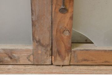 アンティーク建具　古い木味が魅力的なガラス窓2枚セット(引き戸、ガラス戸)(R-071257)