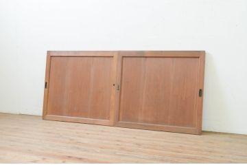 アンティーク建具　杉材　どこか懐かしい雰囲気漂う板戸窓2枚セット(引き戸)(R-071259)