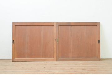 アンティーク建具　杉材　どこか懐かしい雰囲気漂う板戸窓2枚セット(引き戸)(R-071259)