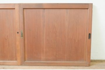 アンティーク建具　杉材　どこか懐かしい雰囲気漂う板戸窓2枚セット(引き戸)(R-071259)