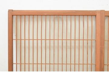 アンティーク建具　レトロな空間を演出する格子入りガラス窓2枚セット(組子、引き戸、ガラス戸、格子戸)(R-071262)