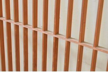 アンティーク建具　レトロな空間を演出する格子入りガラス窓2枚セット(組子、引き戸、ガラス戸、格子戸)(R-071262)