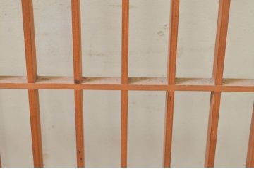 アンティーク建具　レトロな空間を演出する格子入りガラス窓2枚セット(組子、引き戸、ガラス戸、格子戸)(R-071262)