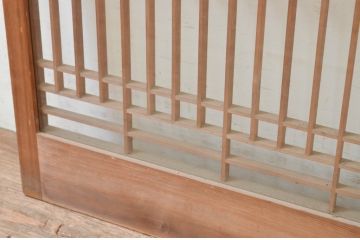 アンティーク建具　レトロな空間を演出する格子入りガラス窓2枚セット(組子、引き戸、ガラス戸、格子戸)(R-071262)