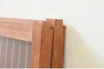 アンティーク建具　レトロな空間を演出する格子入りガラス窓2枚セット(組子、引き戸、ガラス戸、格子戸)(R-071262)