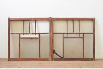 アンティーク建具　大正ロマン　ノスタルジックな雰囲気溢れるガラス窓2枚セット(引き戸、ガラス戸)(R-071263)