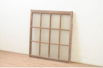 アンティーク建具　レトロな空間作りにおすすめなガラス窓1枚(ガラス扉、嵌め殺し、FIX窓、フィックス)(R-071265)