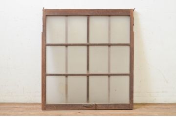 アンティーク建具　レトロな空間作りにおすすめなガラス窓1枚(ガラス扉、嵌め殺し、FIX窓、フィックス)(R-071265)