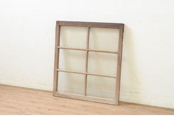 アンティーク建具　経年を感じさせる古い木味が魅力のFIX窓1枚(ガラス窓、嵌め殺し、フィックス)(R-071266)