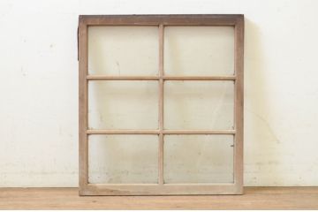 アンティーク建具　経年を感じさせる古い木味が魅力のFIX窓1枚(ガラス窓、嵌め殺し、フィックス)(R-071266)