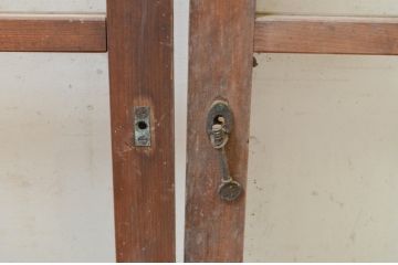 アンティーク建具　レトロな空間作りにおすすめなガラス窓2枚セット(引き戸、ガラス戸)(R-071267)