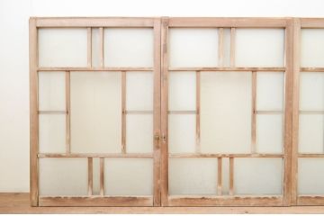 アンティーク建具　大正ロマン　どこか懐かしい雰囲気漂うガラス窓4枚セット(引き戸、ガラス戸)(R-071268)