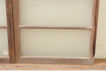 アンティーク建具　古い木味が魅力的なガラス窓2枚セット(引き戸、ガラス戸)(R-071269)