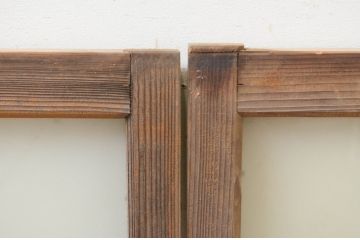 アンティーク建具　古い木味が魅力的なガラス窓2枚セット(引き戸、ガラス戸)(R-071269)
