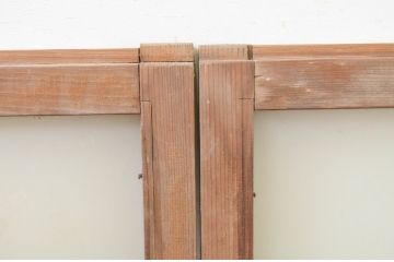 アンティーク建具　古い木味が魅力的なガラス窓2枚セット(引き戸、ガラス戸)(R-071269)