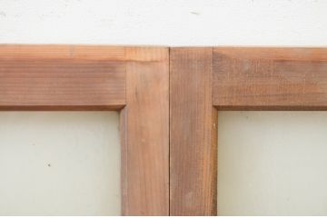 アンティーク建具　大正ロマン　どこか懐かしい雰囲気漂うガラス窓2枚セット(引き戸、ガラス戸)(R-071270)