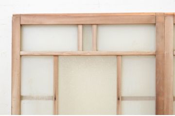 アンティーク建具　大正ロマン　どこか懐かしい雰囲気漂うガラス窓2枚セット(引き戸、ガラス戸)(R-071270)