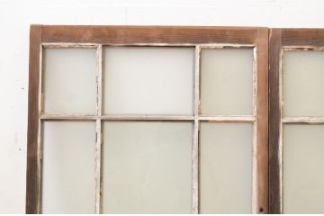 アンティーク建具　大正ロマン　ノスタルジックな雰囲気溢れるガラス窓2枚セット(引き戸、ガラス戸)(R-071273)