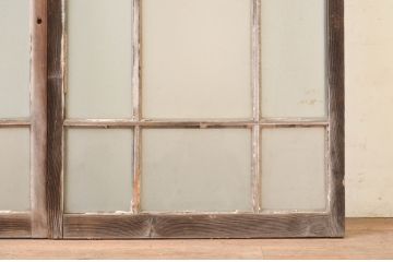 アンティーク建具　大正ロマン　ノスタルジックな雰囲気溢れるガラス窓2枚セット(引き戸、ガラス戸)(R-071273)