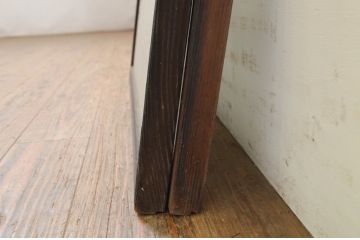 ビンテージ建具　レトロな空間を演出する格子入りガラス窓2枚セット(引き戸、格子戸、ガラス戸、ガラス入り障子戸、ヴィンテージ)(R-071275)