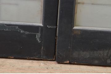 アンティーク建具　片面ガラス　和モダンな空間を演出する書院戸2枚セット(引き戸、ガラス戸、窓)(R-071276)