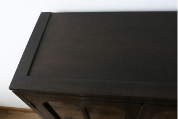 和製アンティーク　シンプルなデザインが使いやすいレトロな本箱(ブックケース、収納棚、戸棚、食器棚、カップボード、飾り棚、キャビネット)(R-071290)