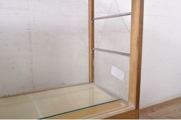 和製アンティーク　ナラ(楢)材　引き出し付き　レトロな雰囲気を醸し出すカウンターショーケース(ガラスケース、陳列棚、飾り棚、店舗什器)(R-071293)