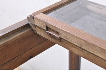 和製アンティーク　大正ロマン　古い栗材が使われた上質な上開き卓上ガラスケース(ショーケース、ディスプレイケース、コレクションケース、Gケース、飾り棚、陳列棚、店舗什器)(R-071297)