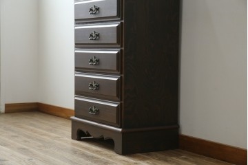 和製ビンテージ　カリモク家具(karimoku)　落ち着いた色味と木目が魅力的な縦型チェスト　(R-071298)