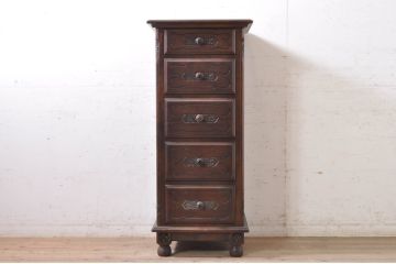 和製ビンテージ　美品　府中家具　高橋工芸　Imperial(インペリアル)　コモード45　落ち着いた佇まいが魅力的な縦型チェスト(サイドチェスト、引き出し、ドロワー、ヴィンテージ)(R-071299)