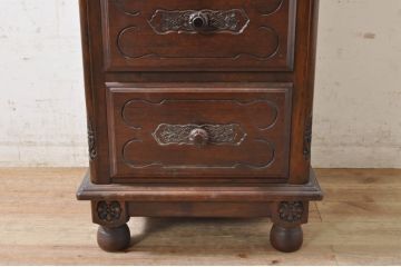 和製ビンテージ　美品　府中家具　高橋工芸　Imperial(インペリアル)　コモード45　落ち着いた佇まいが魅力的な縦型チェスト(サイドチェスト、引き出し、ドロワー、ヴィンテージ)(R-071299)