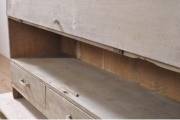 和製アンティーク　古い木味の風合いが魅力的な大きな引き出し付き下駄箱(シューズボックス、靴箱、収納棚、ロッカー、戸棚)(R-071316)