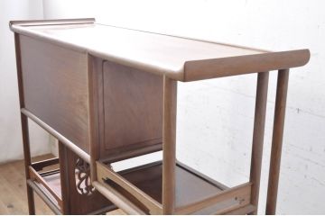 和製ビンテージ　高級品　高村英峰作　総紫檀(シタン)材　シンプルなデザインで取り入れやすい茶棚(収納棚、戸棚、飾り棚、違い棚、ヴィンテージ)(R-071318)