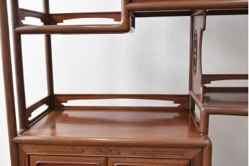和製ビンテージ　高級品　高村英峰作　総紫檀(シタン)材　シンプルなデザインで取り入れやすい茶棚　(R-071318)