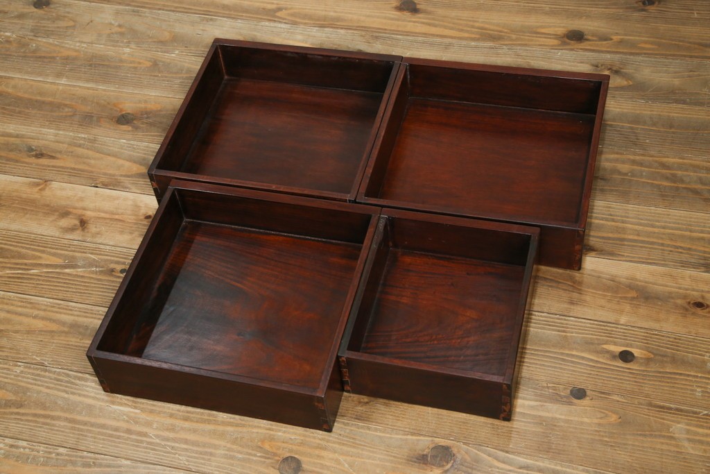 和製アンティーク　高級品!!　花梨(カリン)材　螺鈿(ラデン)　象嵌入り　上質な和の空間作りにおすすめの茶棚　(R-071319)