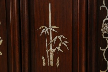 和製アンティーク　高級品!!　花梨(カリン)材　螺鈿(ラデン)　象嵌入り　上質な和の空間作りにおすすめの茶棚　(R-071319)