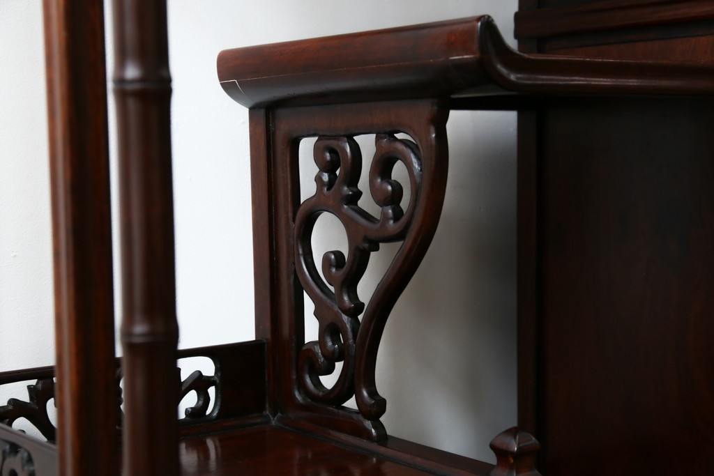 和製アンティーク　高級品!!　花梨(カリン)材　螺鈿(ラデン)　象嵌入り　上質な和の空間作りにおすすめの茶棚　(R-071319)