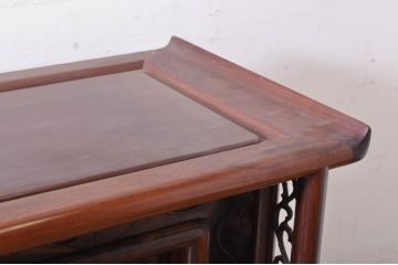 和製ビンテージ　黒い杢目が珍しい総紫檀(シタン)材の飾り棚(茶棚、違い棚、戸棚、収納棚)(R-071320)