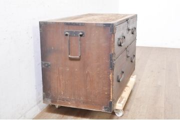 和製アンティーク　前面桐(キリ)材　歴史を感じる落ち着いた佇まいが魅力の時代箪笥ローボード(ローチェスト、衣装箪笥、収納箪笥、和タンス、引き出し、テレビ台、テレビボード)(R-071325)