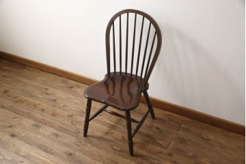 中古　松本民芸家具　シックな佇まいが魅力的な#72型・リーチチェア(ダイニングチェア、ウィンザーチェア、板座チェア、椅子、ウインザーチェア)(R-071347)