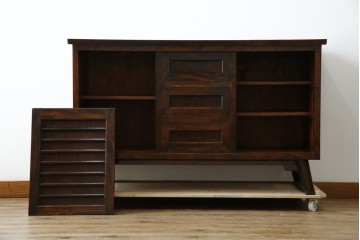 和製ビンテージ　松本民芸家具　和モダンな佇まいが目を引くA型サイドボード　定価約43万7千円　(R-071348)