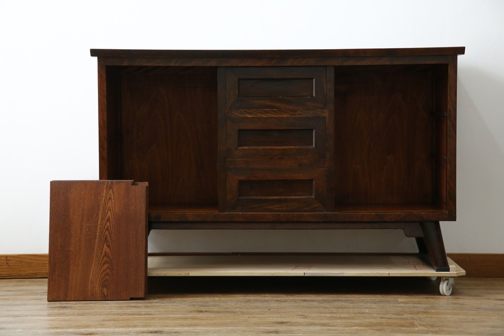 和製ビンテージ　松本民芸家具　和モダンな佇まいが目を引くA型サイドボード　定価約43万7千円　(R-071348)