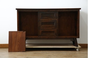 和製ビンテージ　松本民芸家具　和モダンな佇まいが目を引くA型サイドボード　定価約43万7千円　(R-071348)