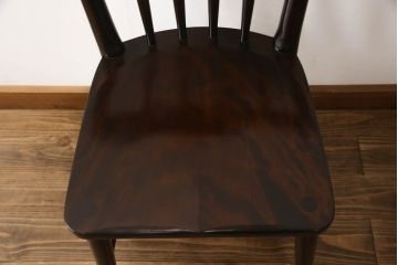 中古　松本民芸家具　220F型　シックな佇まいが魅力的なチェア(ダイニングチェア、板座チェア、椅子、イス)(定価2脚で約24万円)(R-071350)